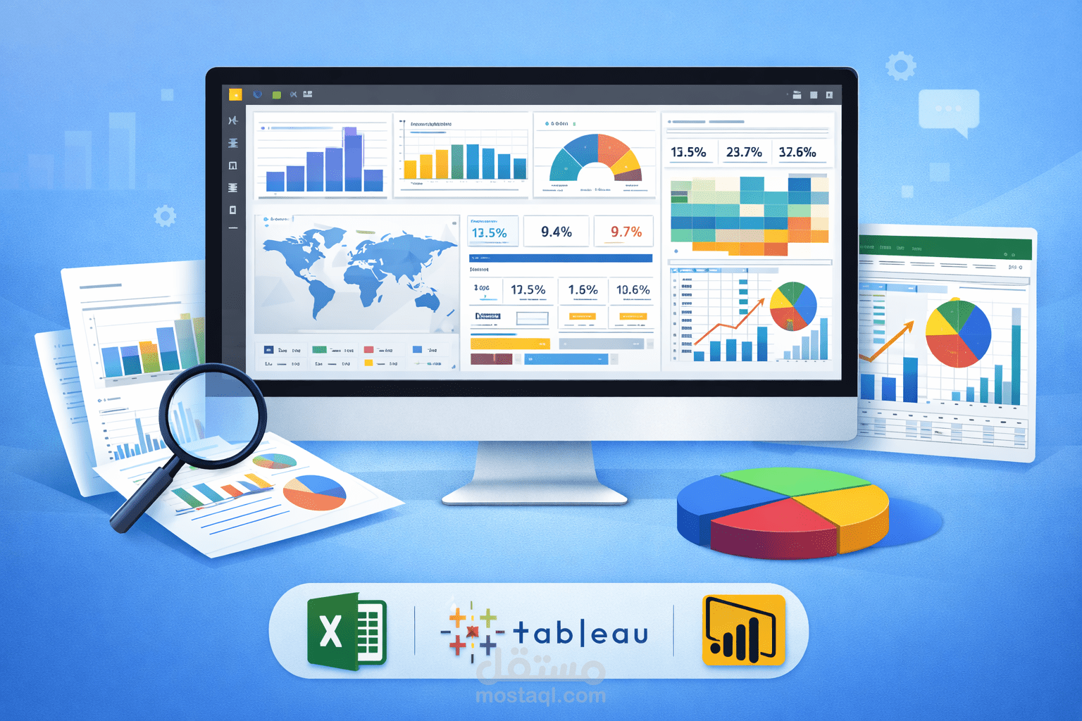 تحليل البيانات وإنشاء تقارير احترافية باستخدام Excel و Power BI