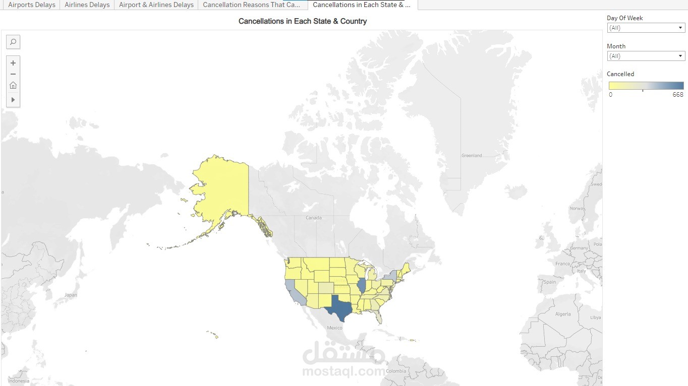 Flight Delays & Cancellations Analysis via Tableau