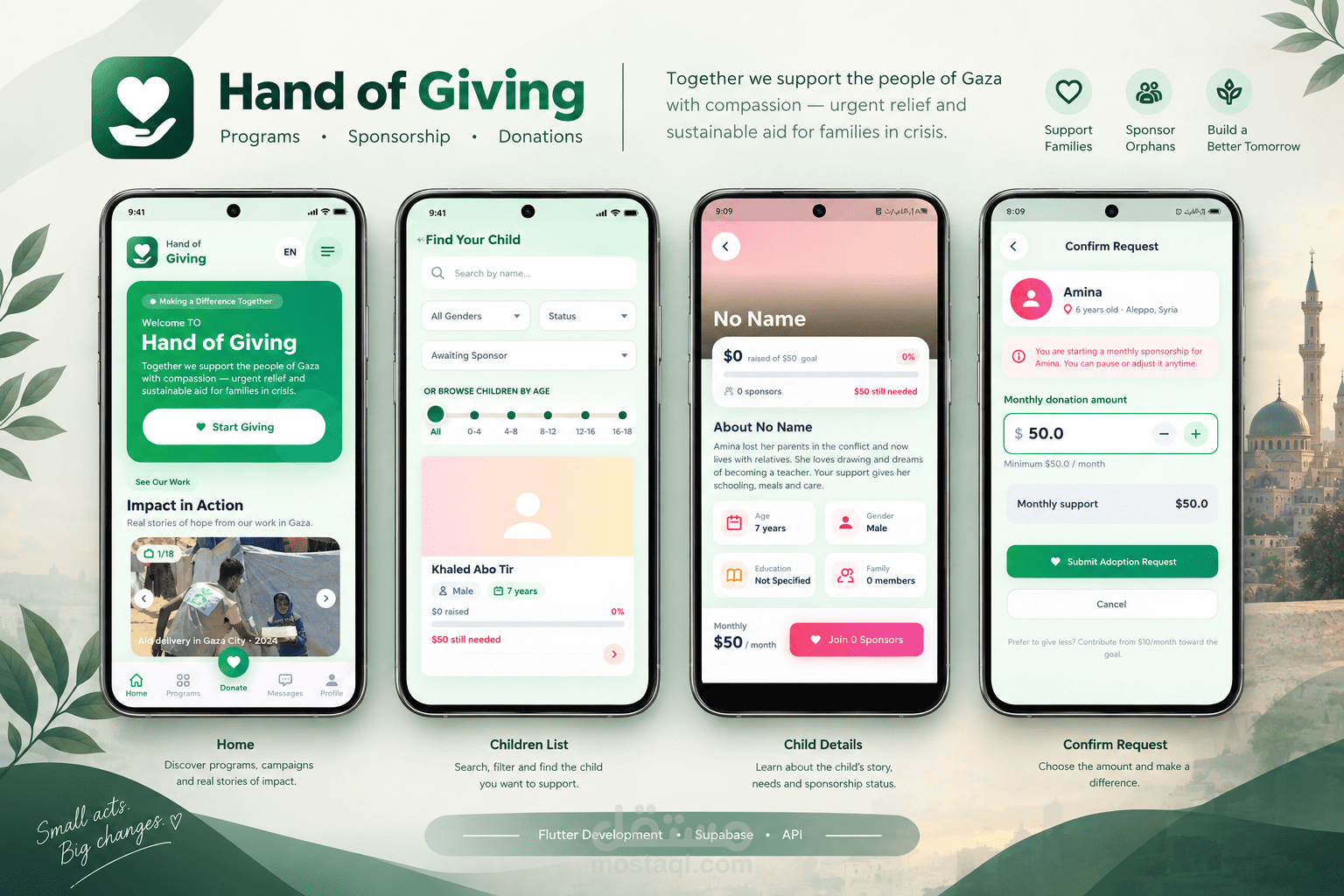 Hand of Giving | تطوير تطبيق للتبرعات وكفالة الأيتام باستخدام Flutter