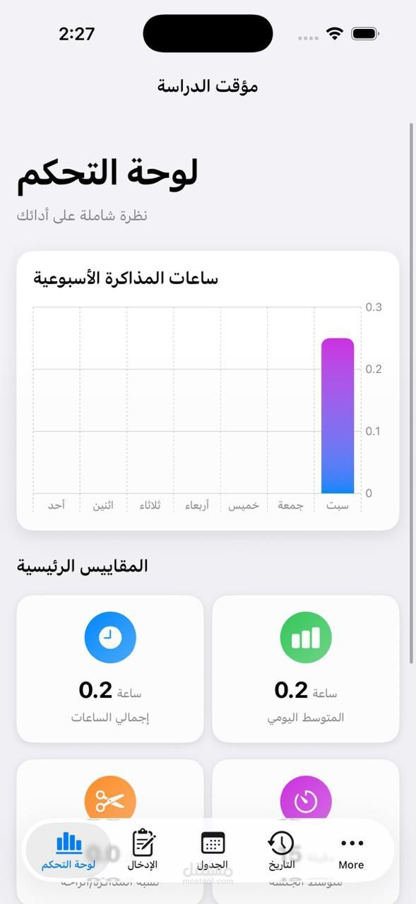 التطبيق مؤقت الدراسة