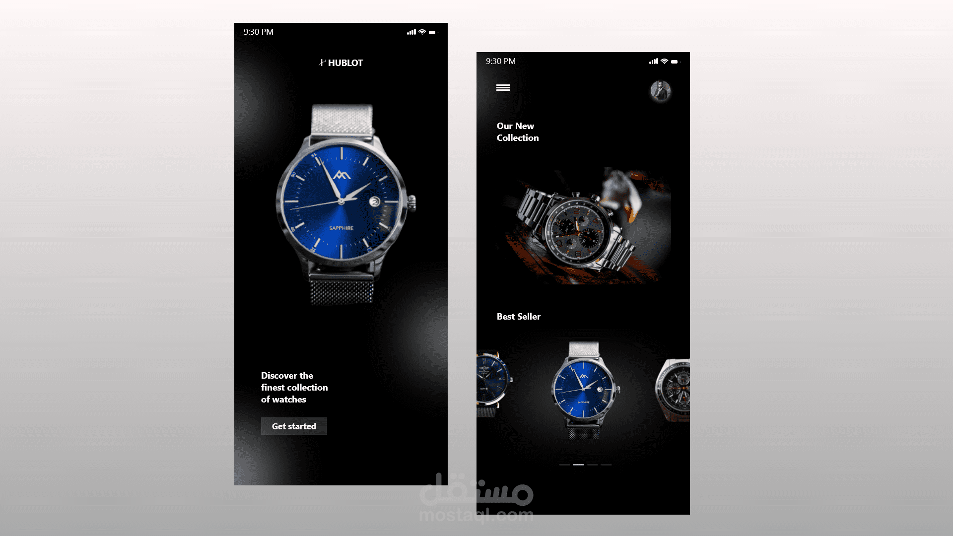 تصميم UX/UI موبايل لمتجر ساعات يد رجالي