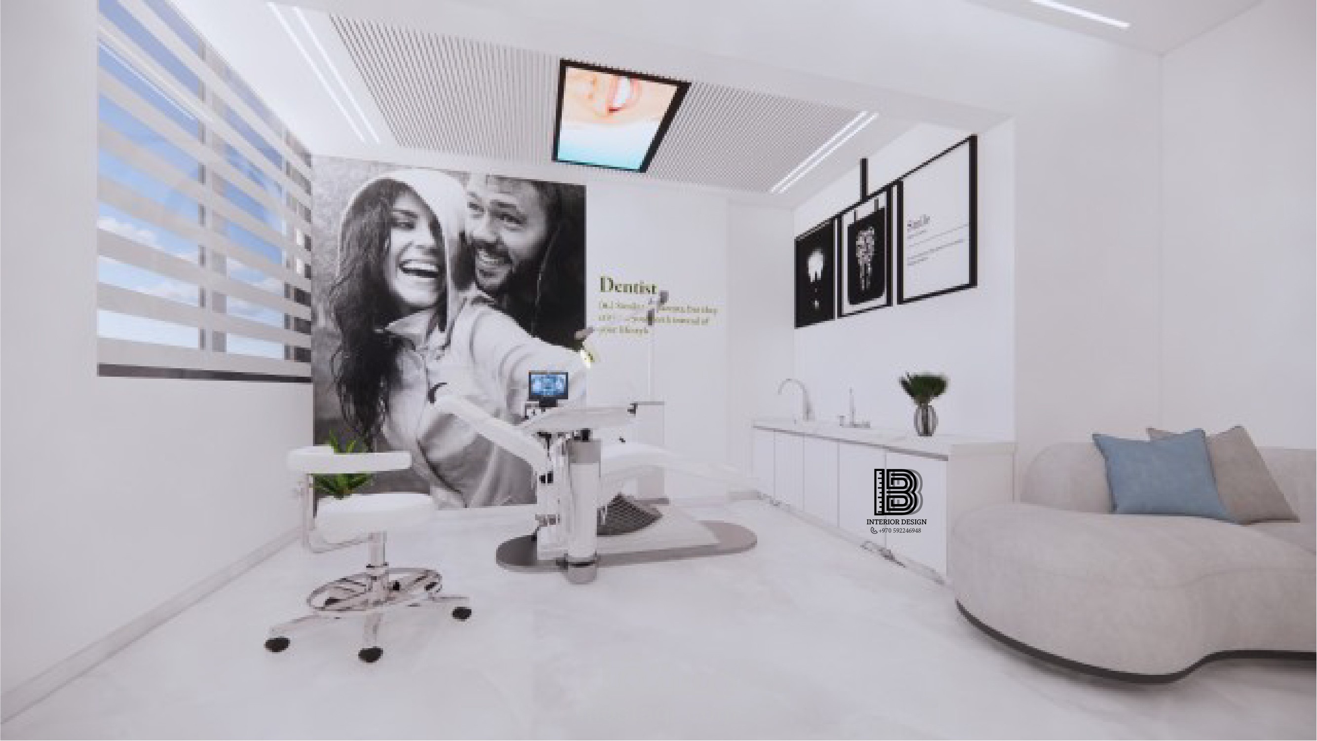 تصميم داخلي تصميم عيادة اسنان مودرن باللون الابيض - interior designModern dental clinic design