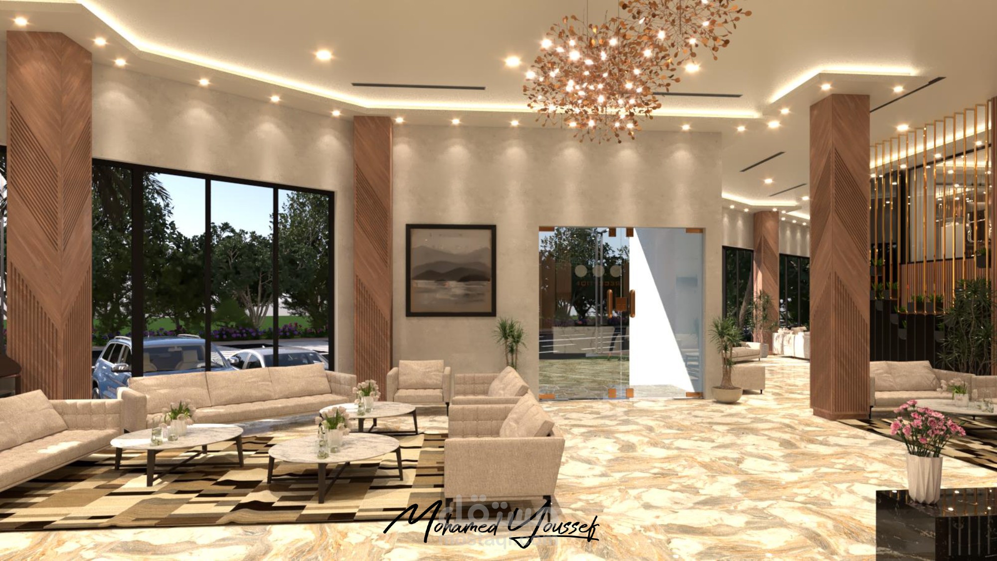 تصميم ريسيبشن فندق بالسعودية (ابها )