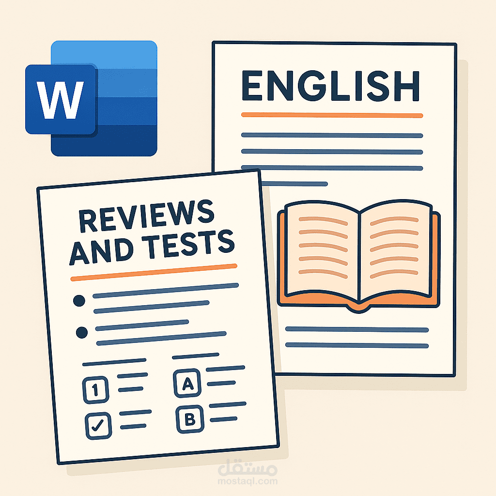"إعداد وتنسيق مذكرات ومراجعات واختبارات لغة إنجليزية باحترافية في Word"