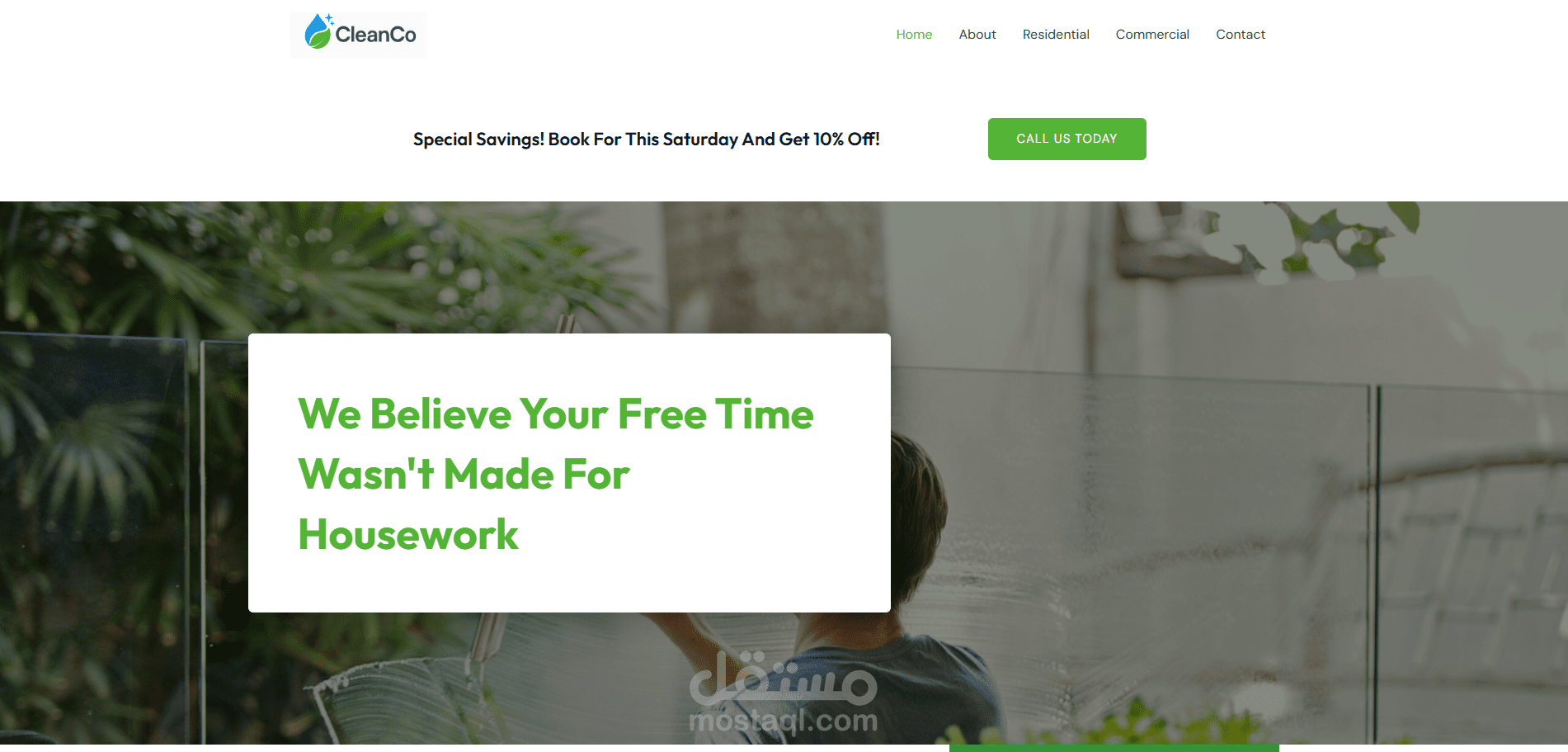 Website template for a cleaning services company