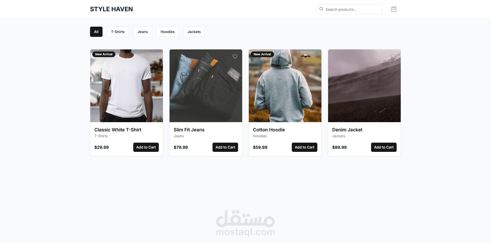 منصة متجر إلكتروني لبيع الملابس – واجهة تفاعلية متكاملة (Clothing Shop UI)