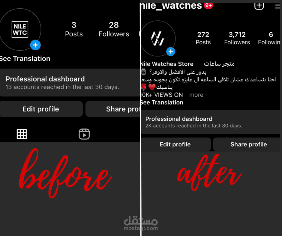 ادارة وتسويق ل متجر Nile watches