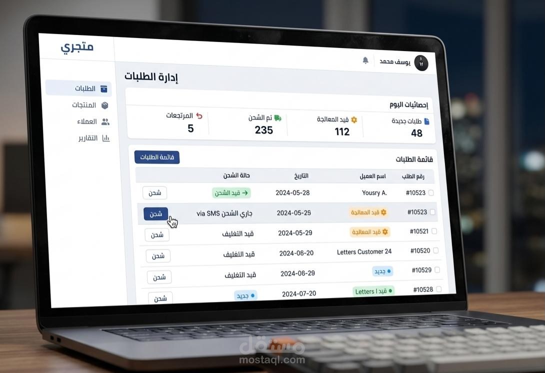 لوحة تحكم حقيقية لمتجر ادرته