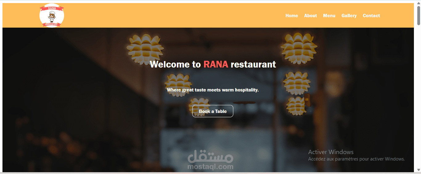 Restaurant website using html and css