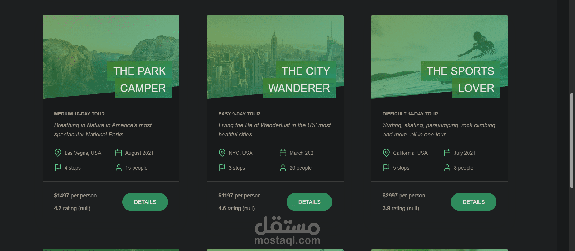 تطبيق ويب متكامل لحجوزات الجولات السياحية باستخدام واجهات برمجية احترافية امنة Web API