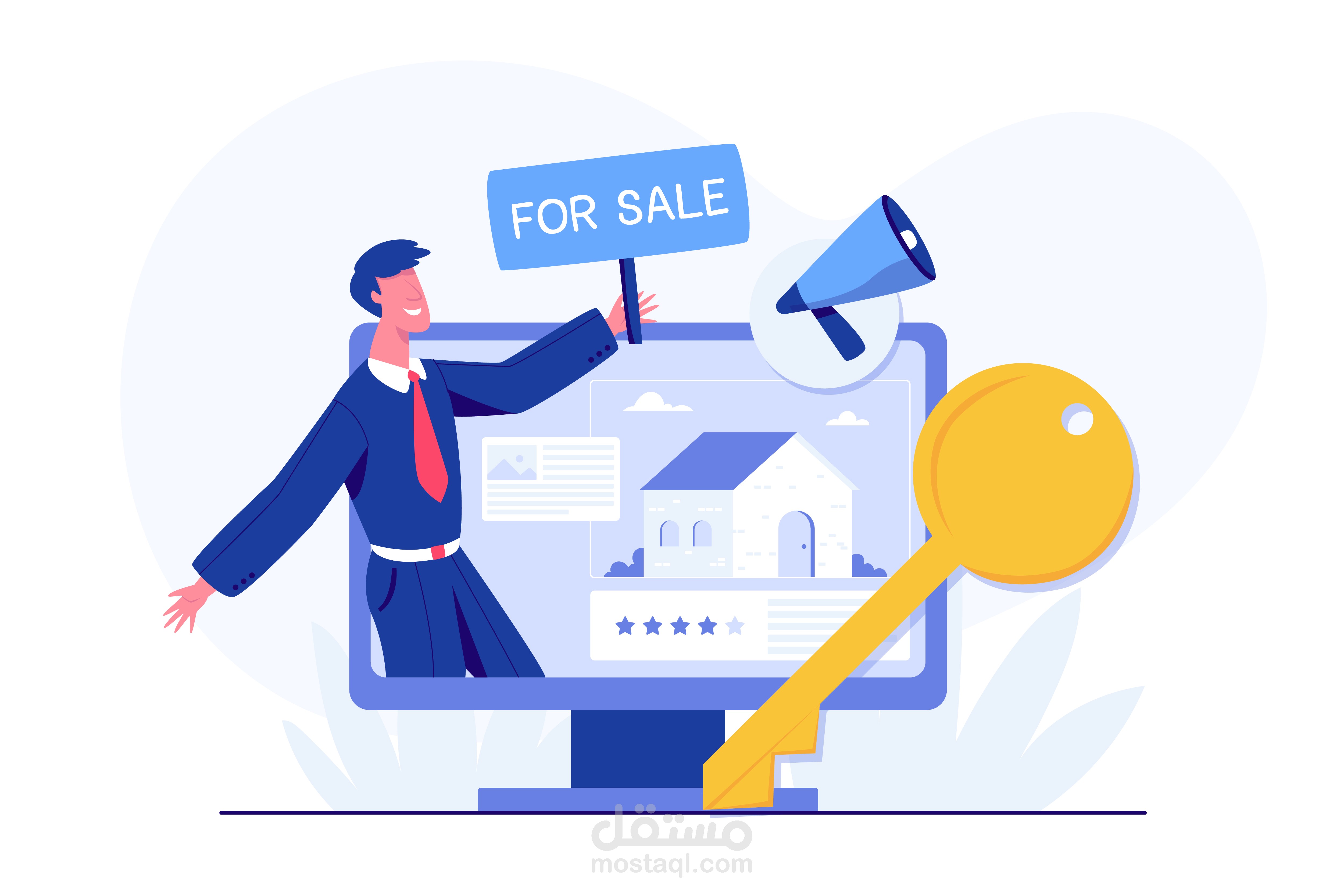 تسويق العقارات والممتلكات والعمليات الاستثمارية في العقارات.