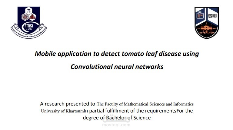 Mobile application to Detect Tomato  leaf Disease using Convolutional  Neural Networks