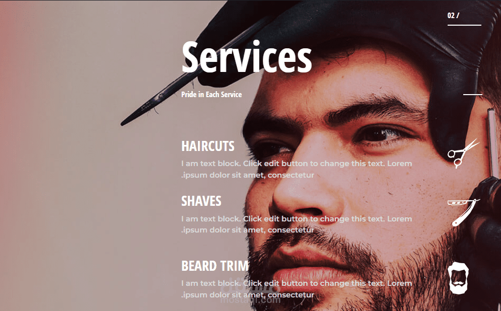 تصميم موقع الكتروني BARBER SHOP