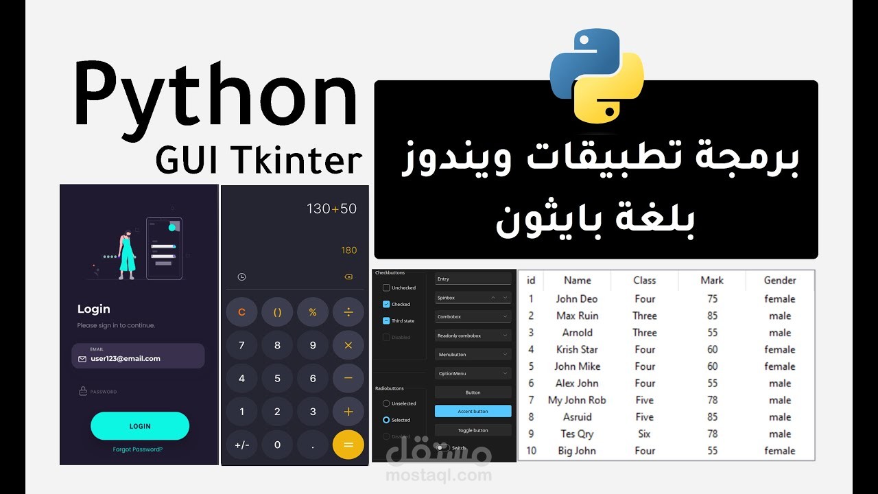 عمل تطبيق بواجهة استخدام ويندوز (GUI)