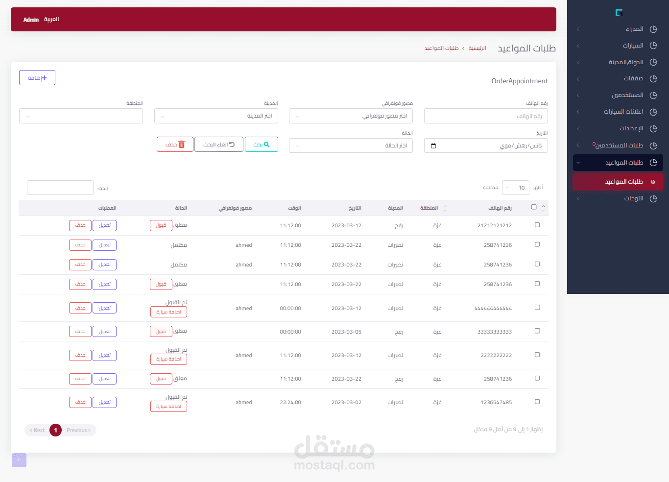 موقع لبيع السيارات كامل بحيث يوجد لوحة تحكم كاملة وapi كامل للموبايل