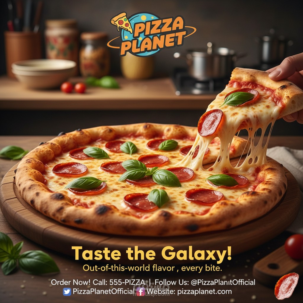 اعلان مطعم بيتزا