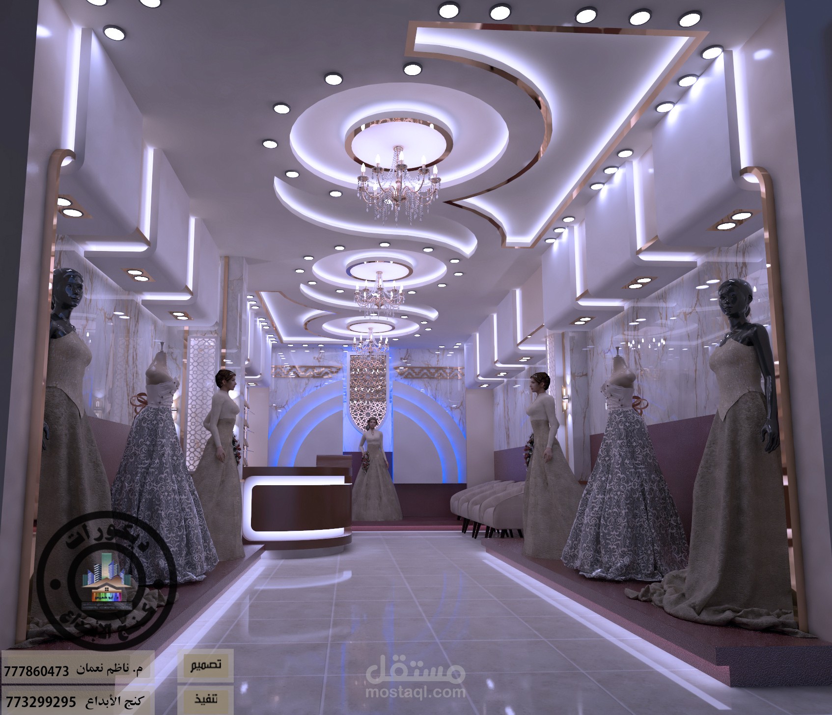 تصميم ديكور متجر فساتين أعراس