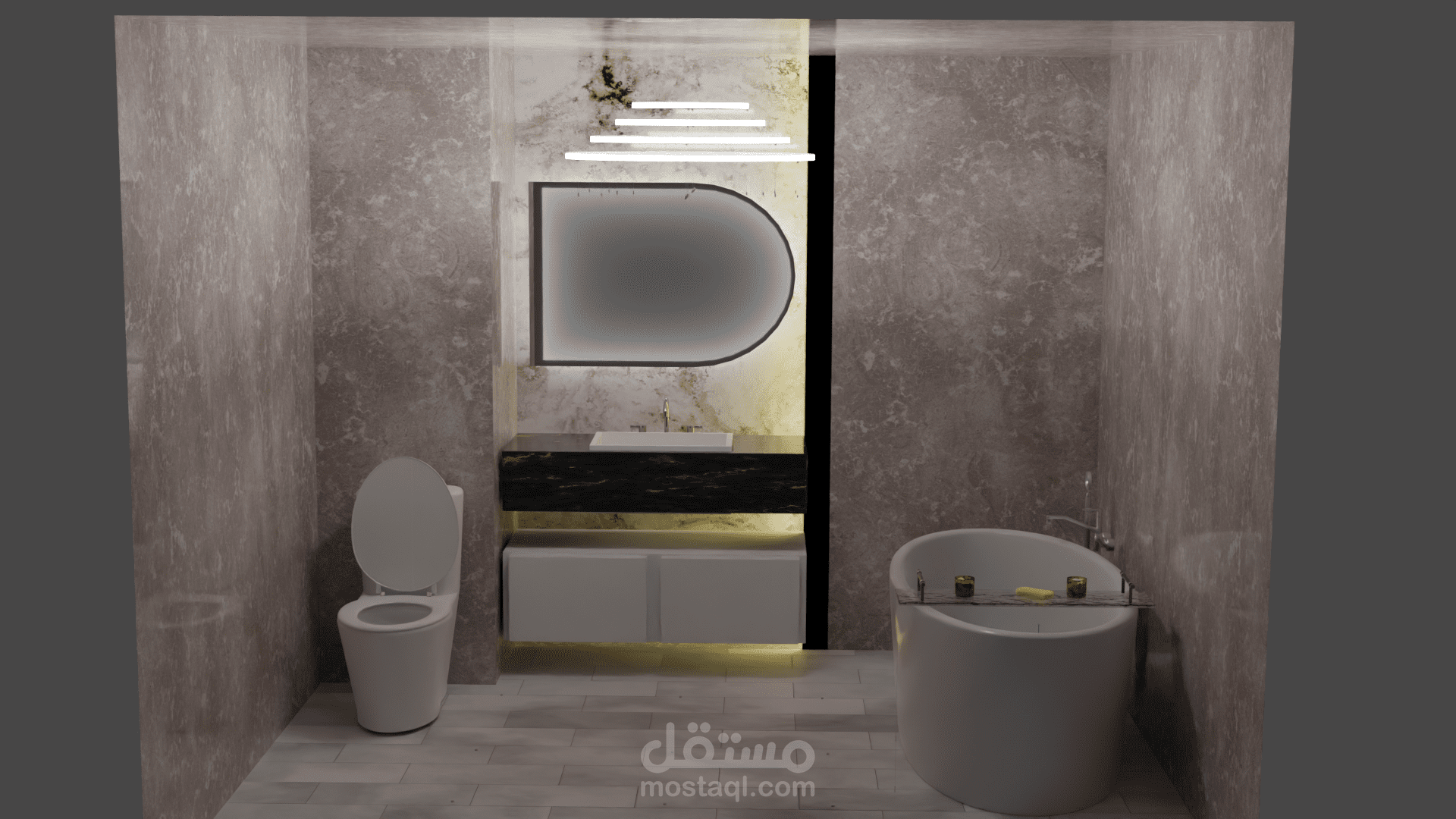 تصميم حمام بسيط