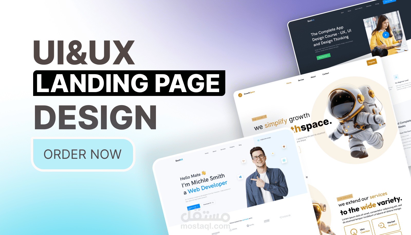 سأقوم بتصميم صفحة هبوط عصرية عالية التحويل بتصميم UI/UX باستخدام Figma