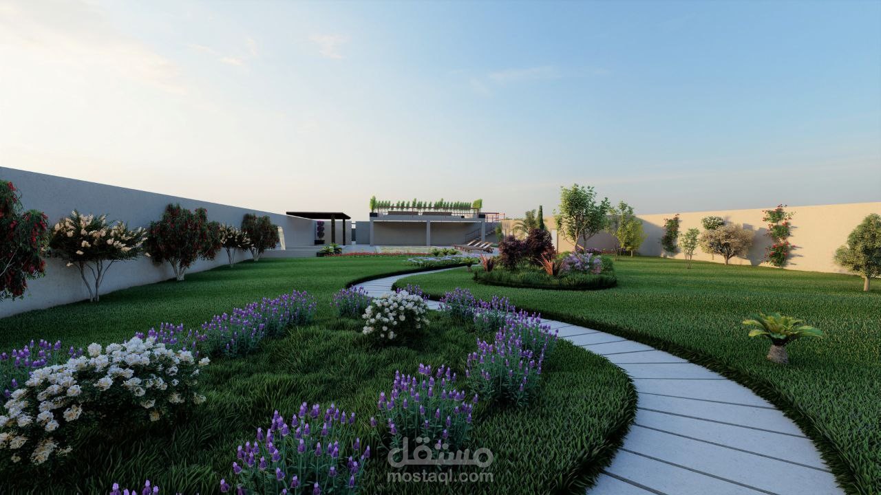 تصميم لاند سكيب لحديقة مزرعة
