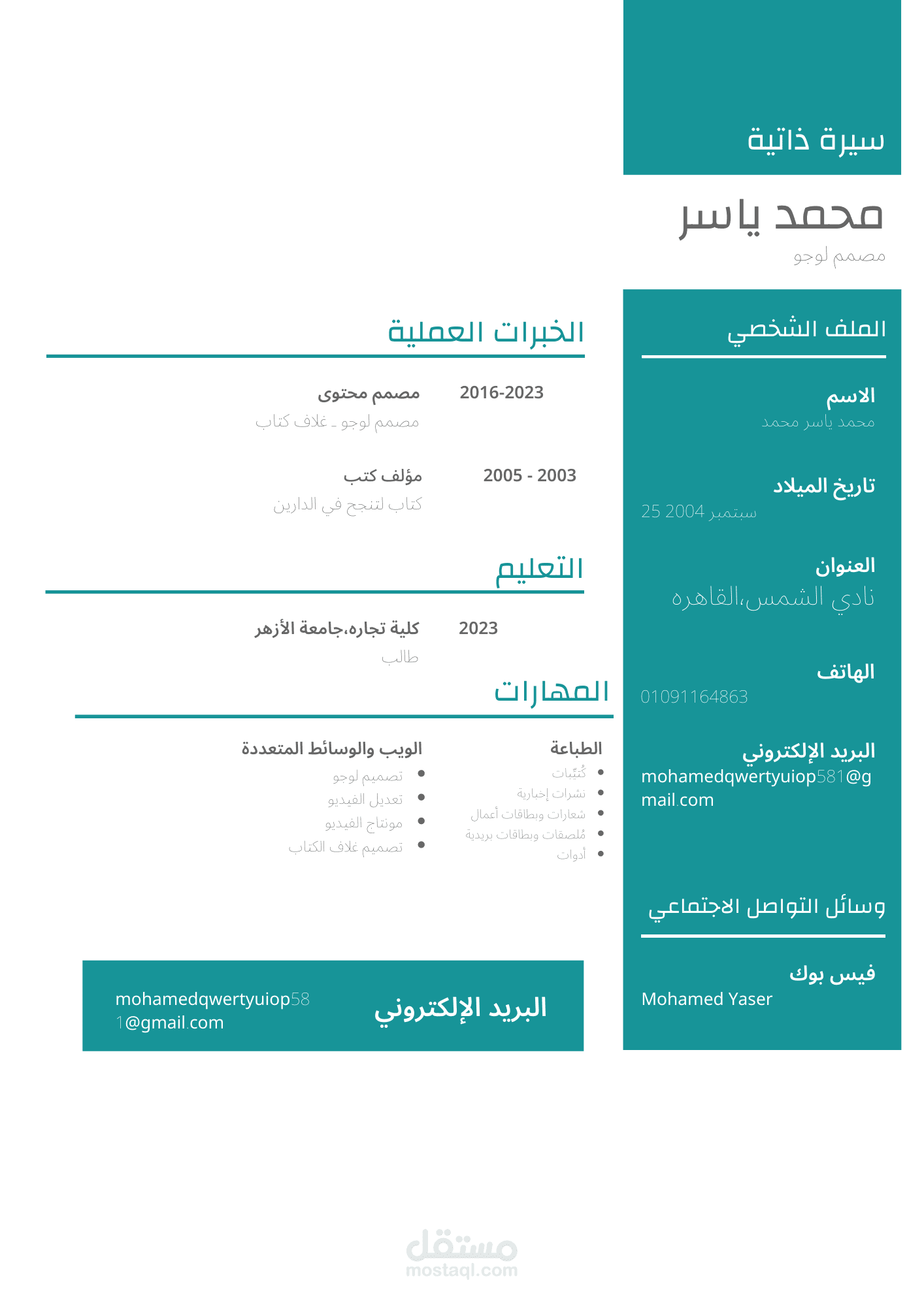 تصميم سيره ذاتيه باحترافيه