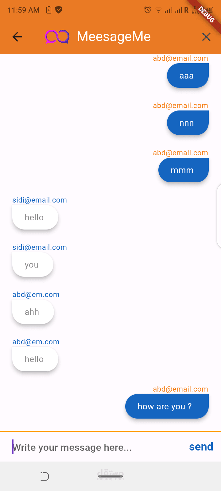 تطبيق دردشة مبني باستعمال flutter و firebase