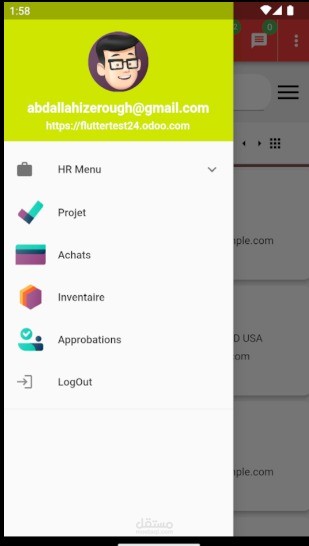 تطبيق flutter مربوط مع odoo كbackend