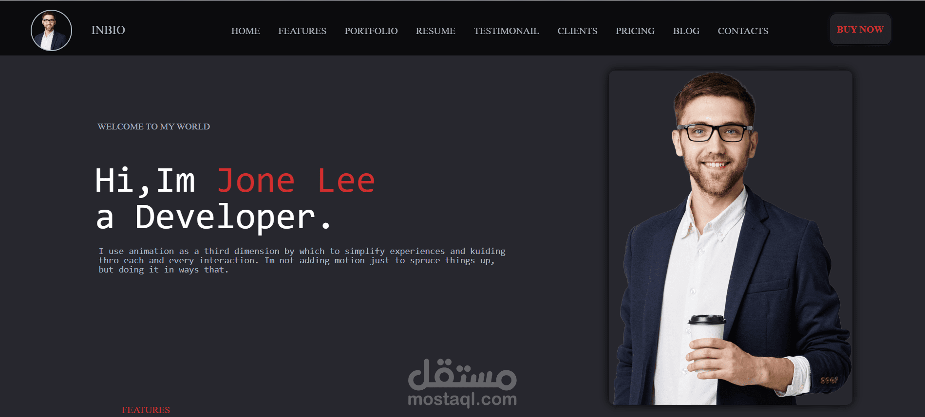 تصميم صفحة شخصية لمطور (Portfolio Landing Page)