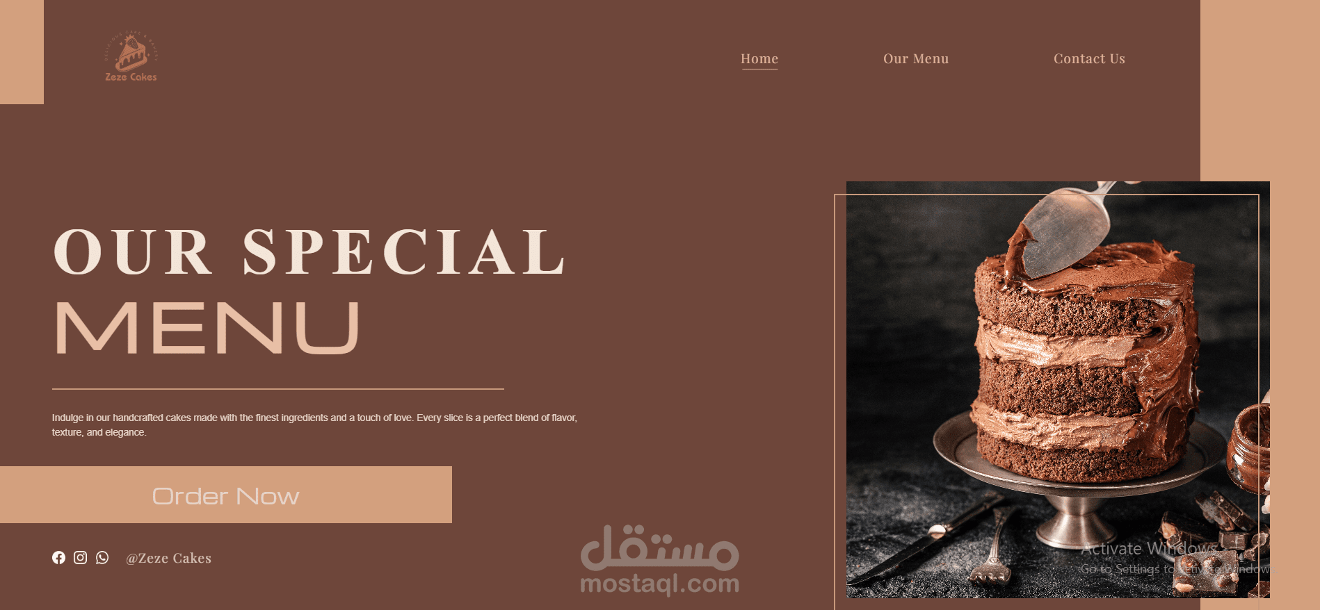 إنشاء موقع ويب كامل لبراند حلويات مع قائمة منتجات ونظام طلب مباشر عبر واتساب