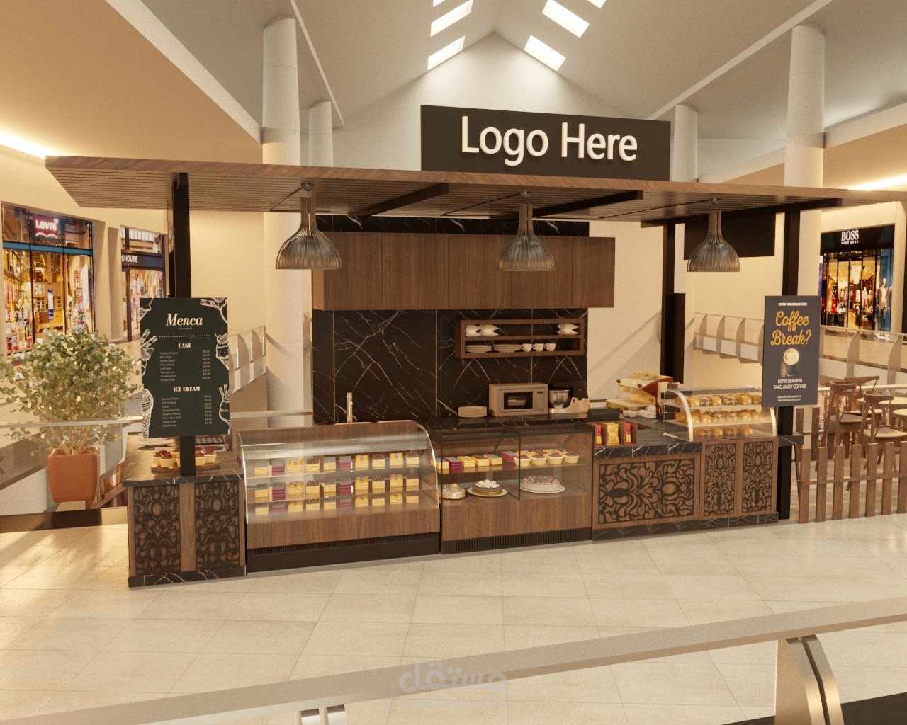 تصميم لكشك مودرن  في مول  ستايل امريكي