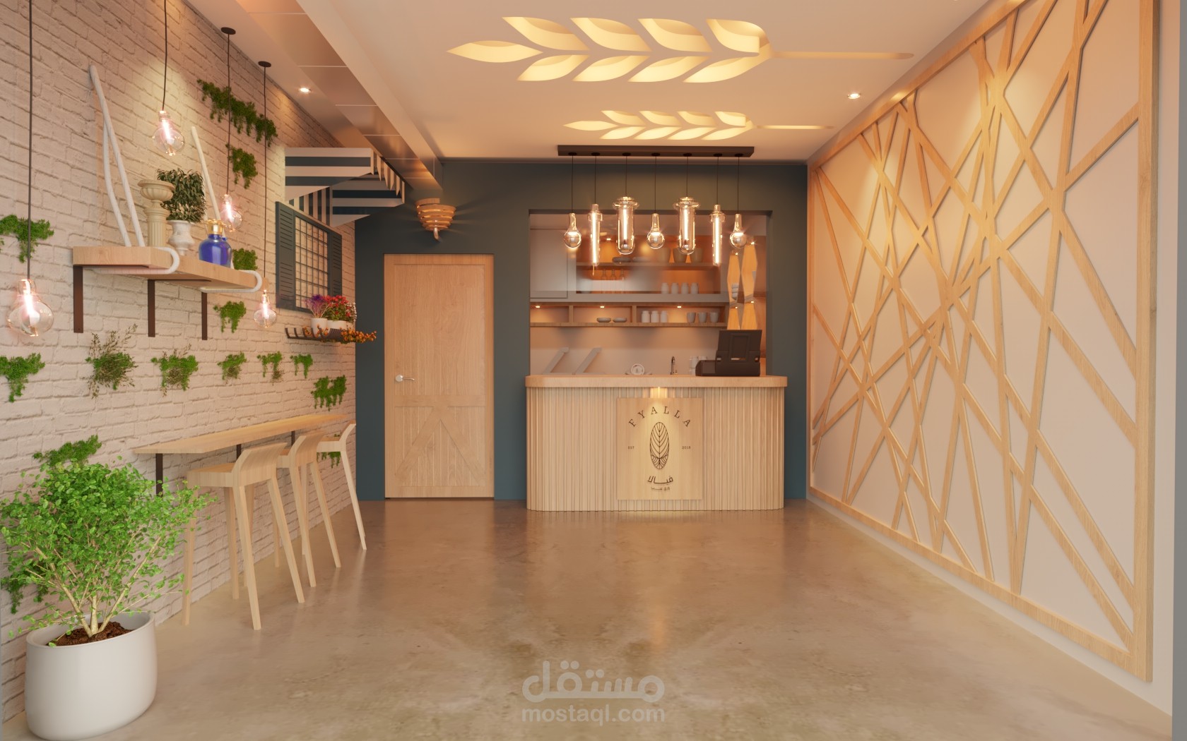 تصميم ديكور واقعي للمحل