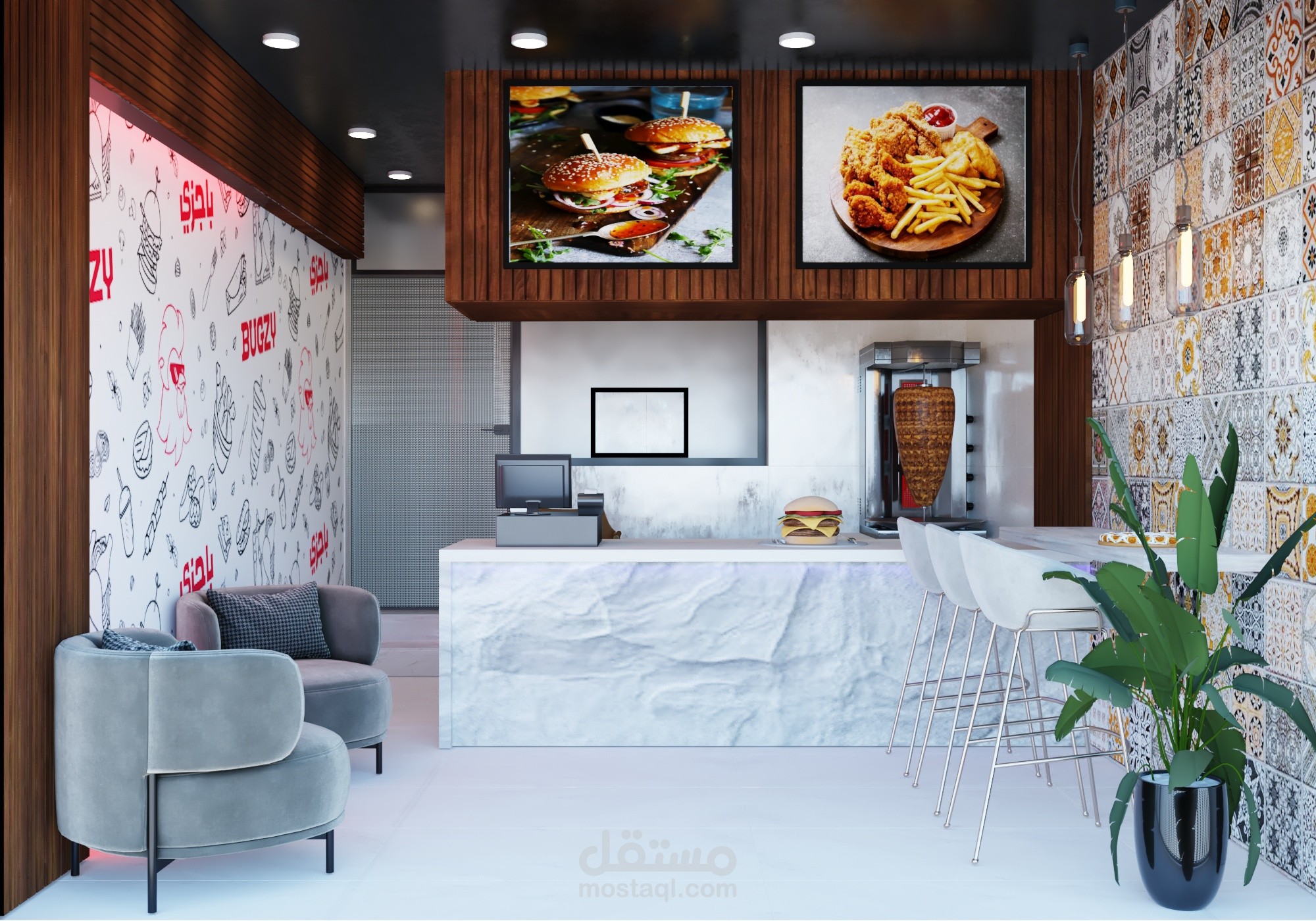 تصميم مطعم fast food