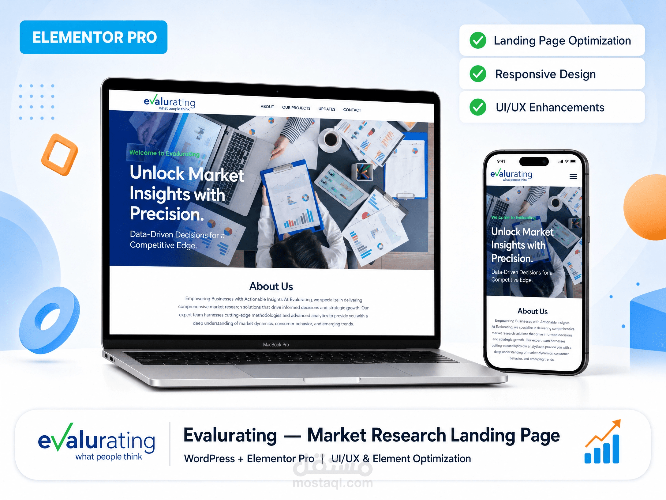 Landing page ل شركة Evalurating