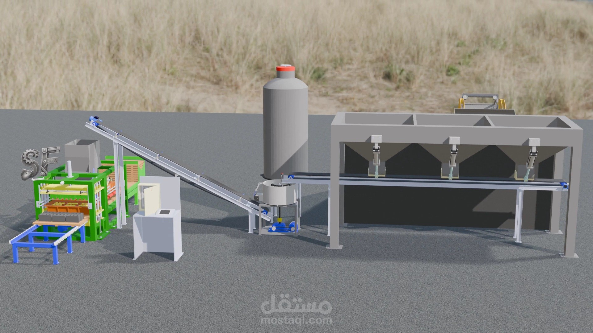 دراسة تصميمية لخط انتاج بلوك مؤتمت