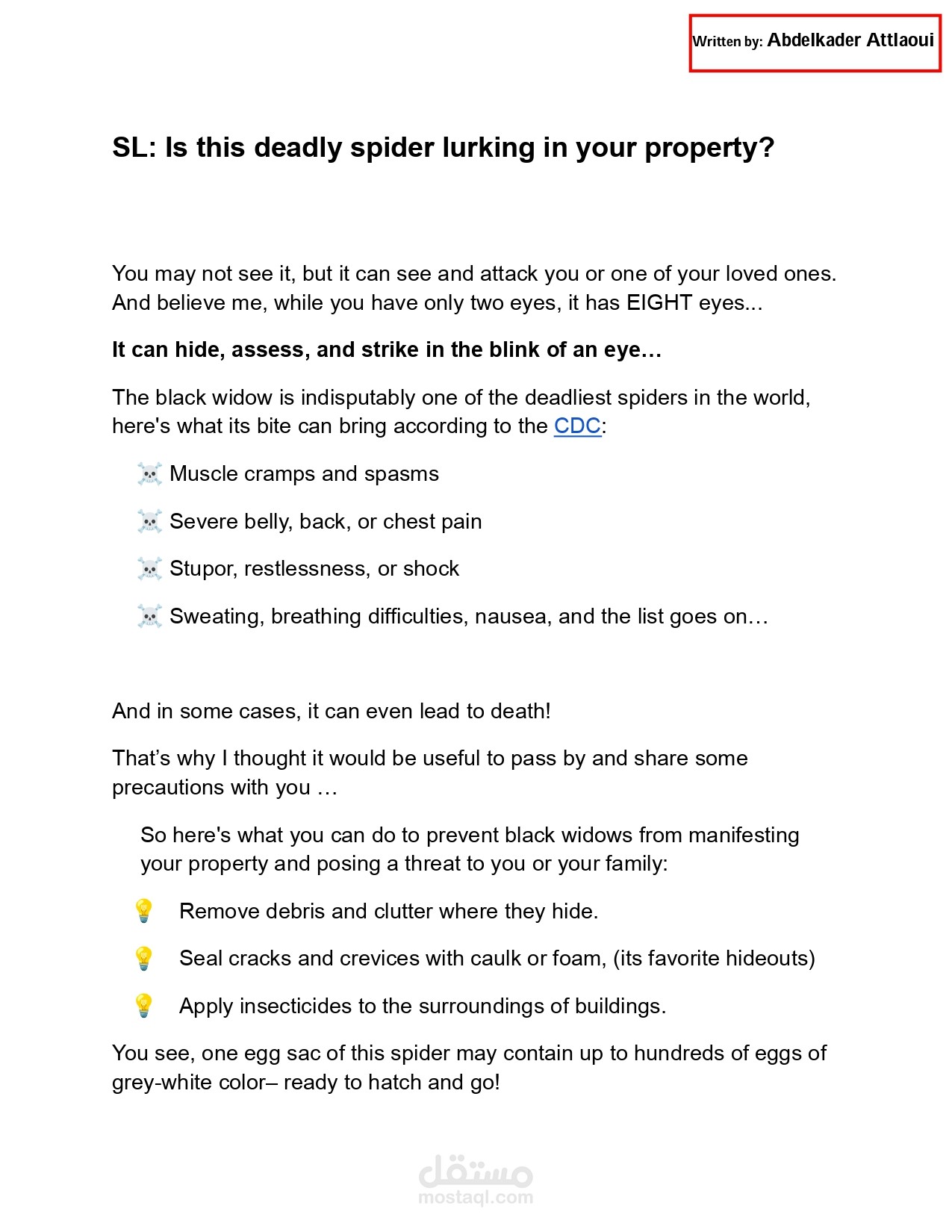 Sales Letter For An Insecticide