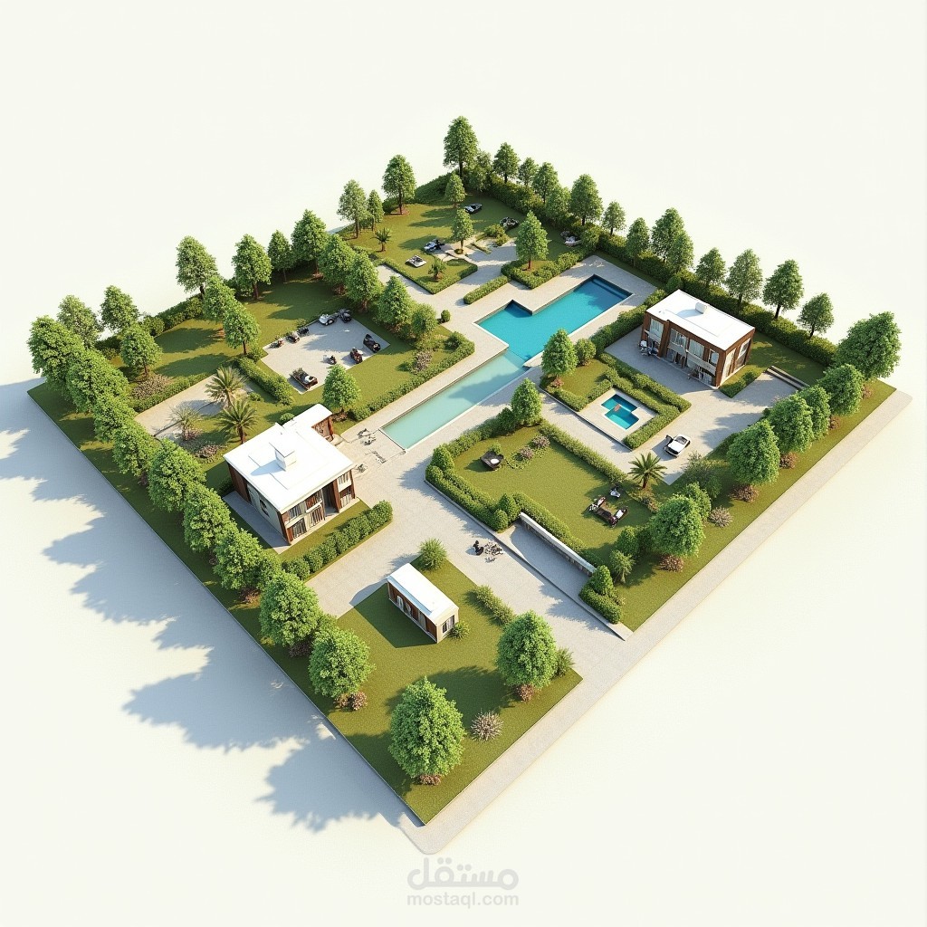 تصميم لاندسكيب لمجمع سكني/استراحة فاخرة