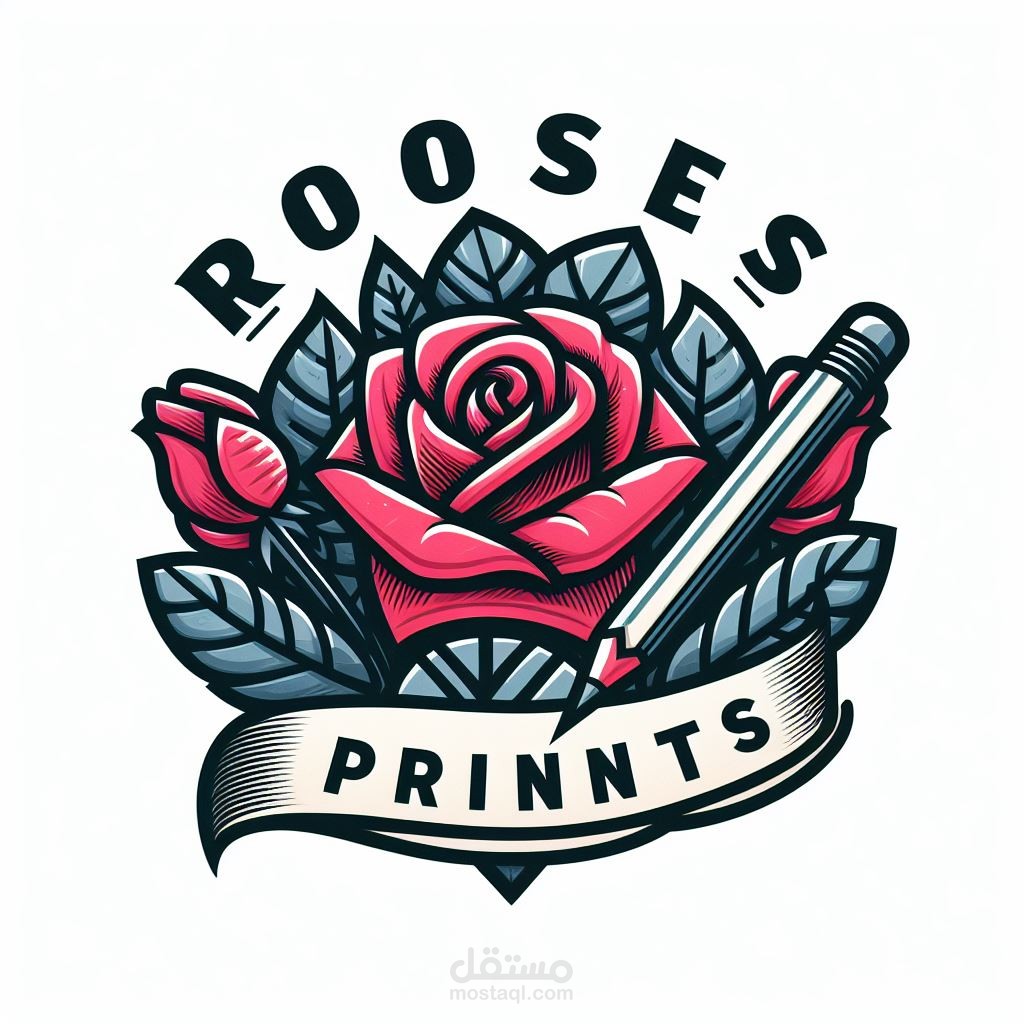 شعار لشركة rooses prints للمنتجات الورقية