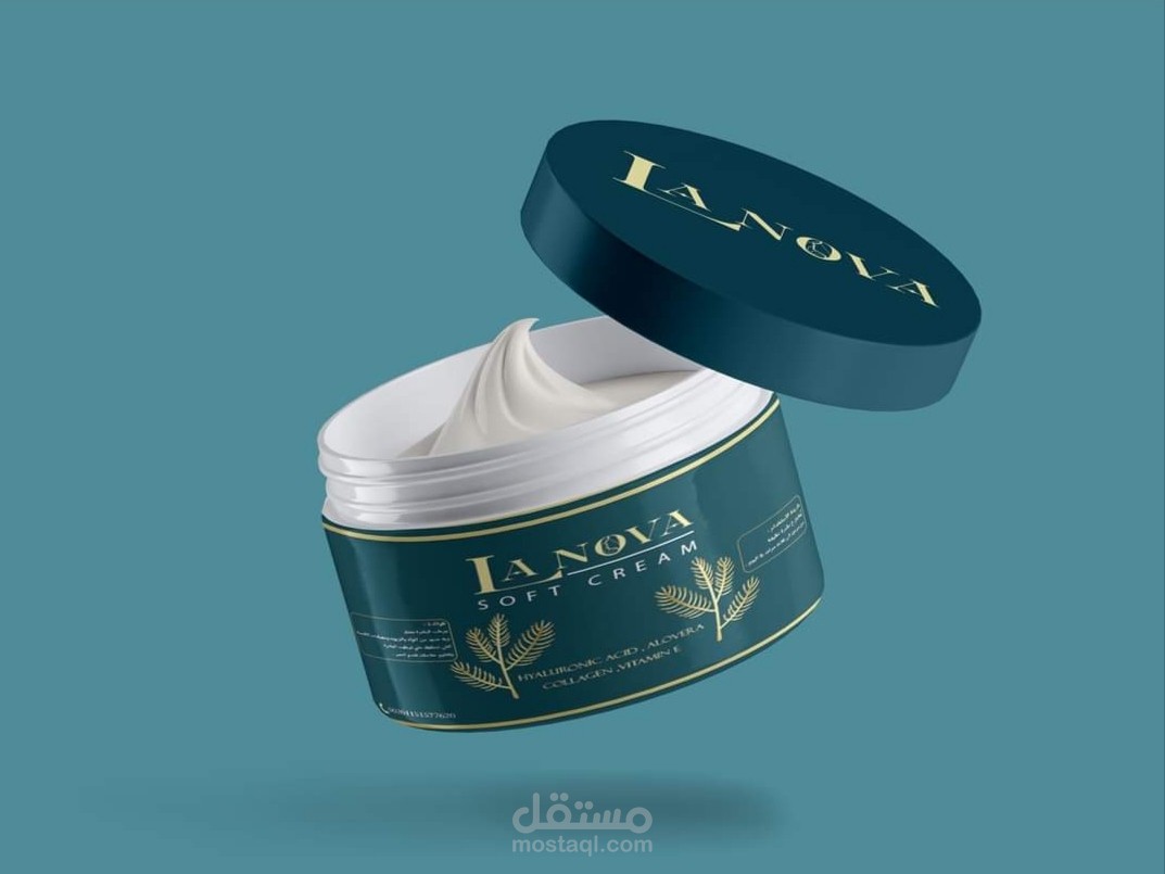 تصميم لوجو  lanova واستيكر لعبه   كريم ترطيب
