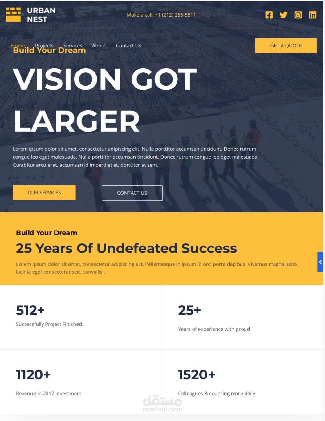 موقع الكتروني Construction Company