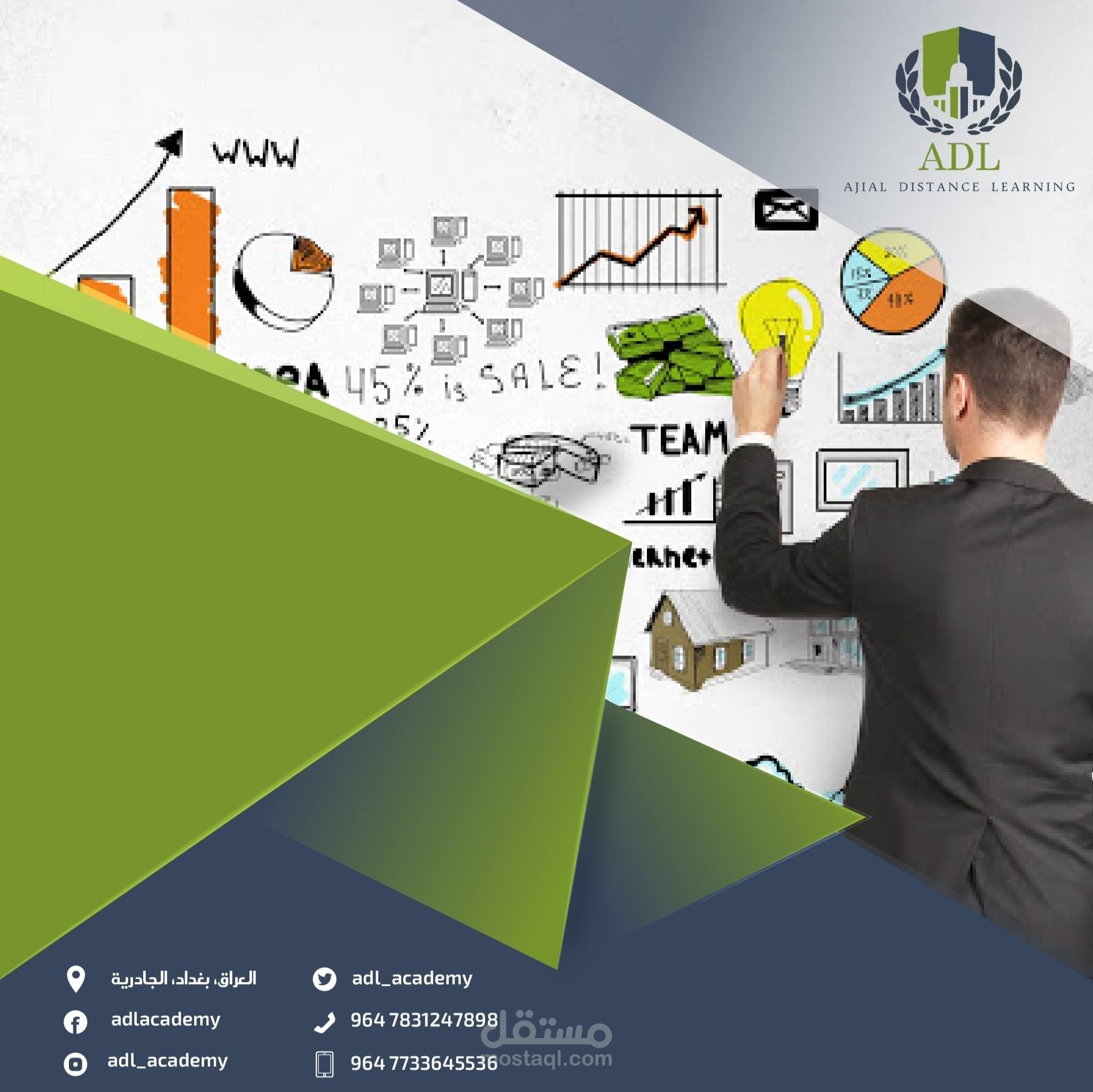 تصميم مستلزمات حملة تسويقية لأكاديمية ADL