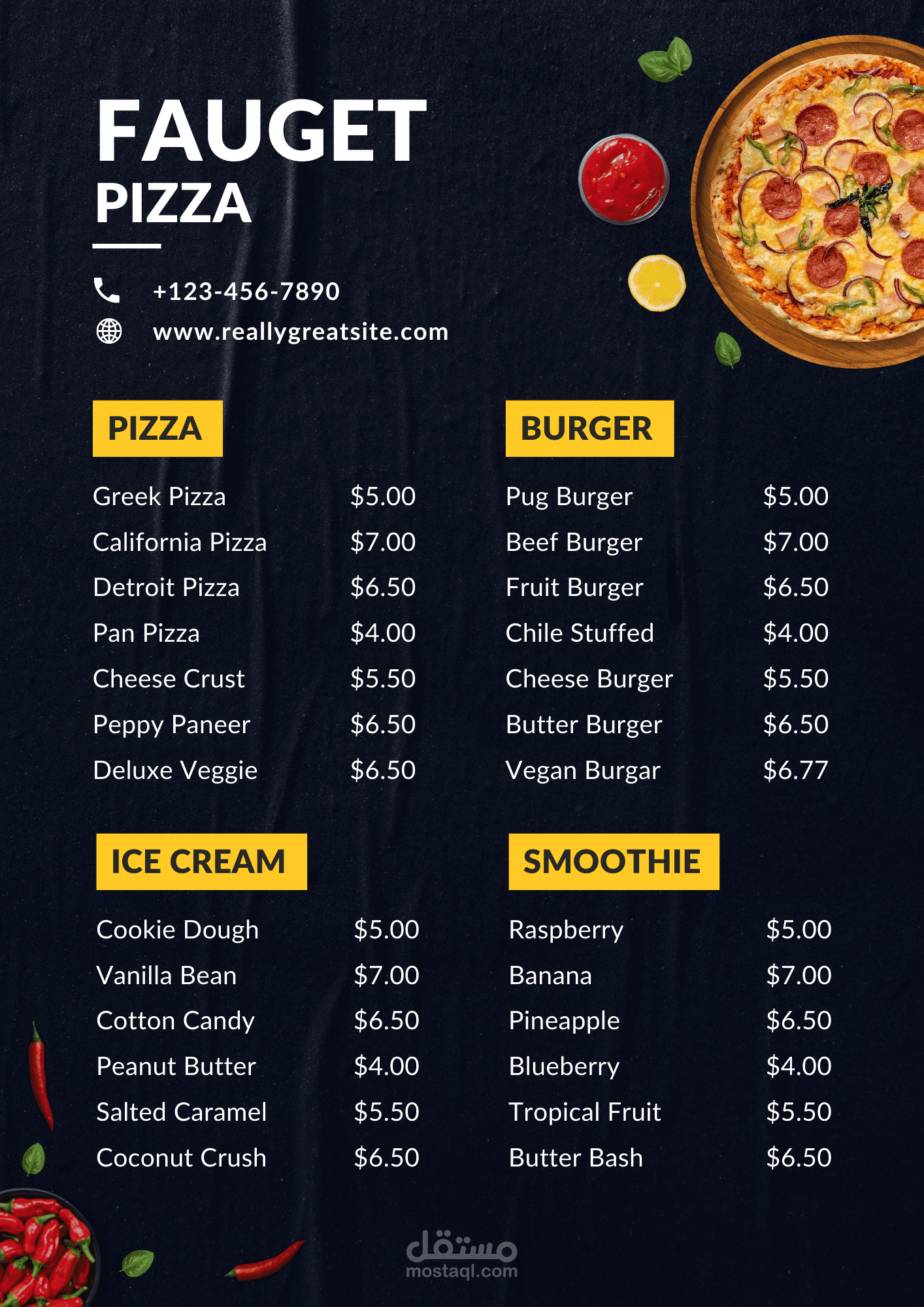 Pizza Menu