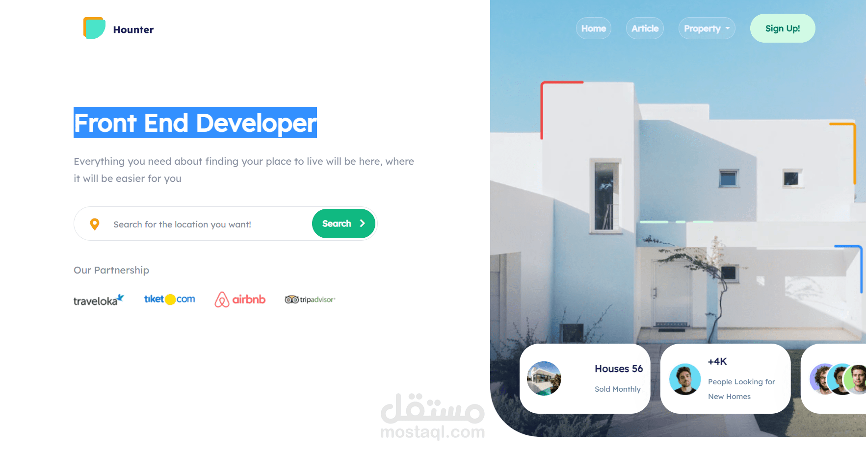 مشروع موقع ويب عقارات (fornt end)