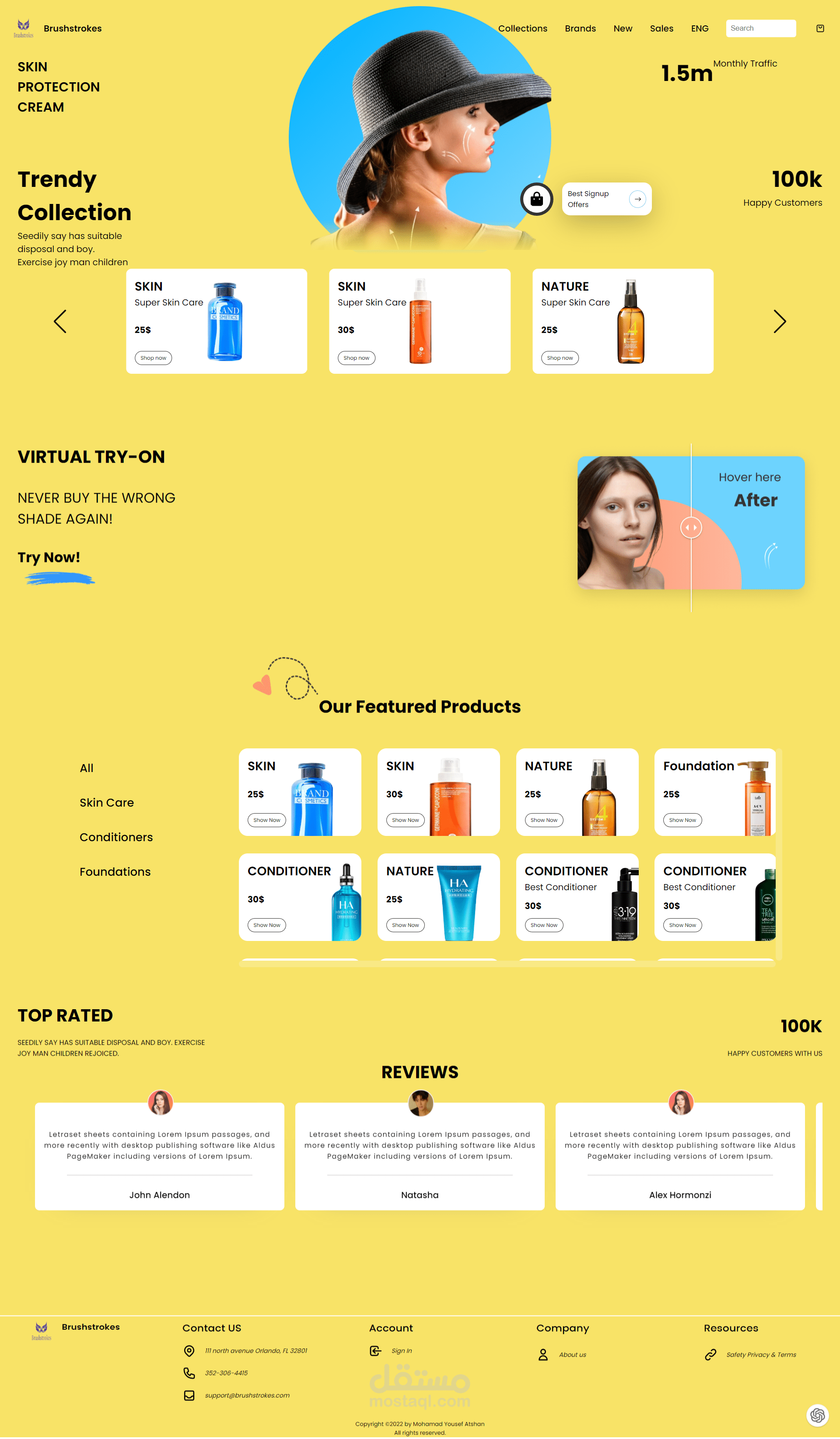 Brushstrokes - Skin-care Products Store Website