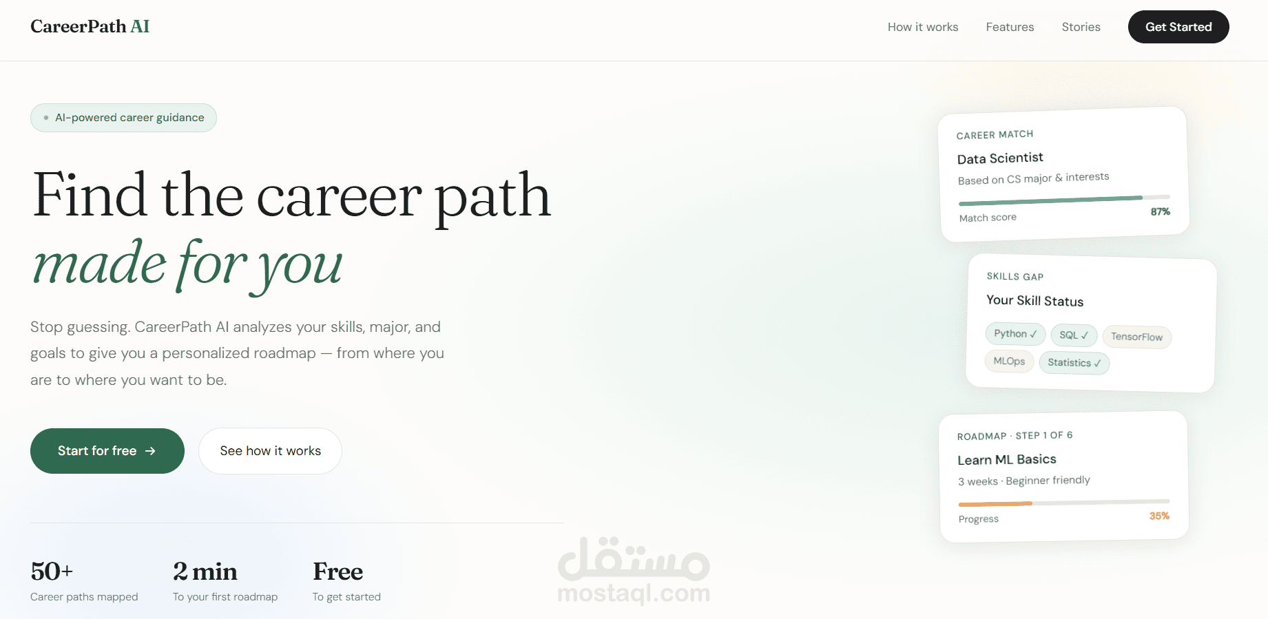 تطوير تطبيق ويب لإرشاد المسار المهني بالذكاء الاصطناعي — CareerPath AI