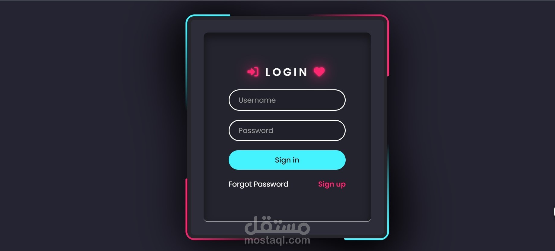 Glowing Animated Login Form