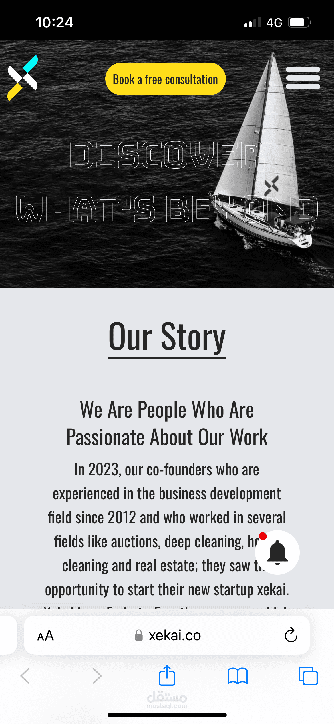 Landing page for marketing agency