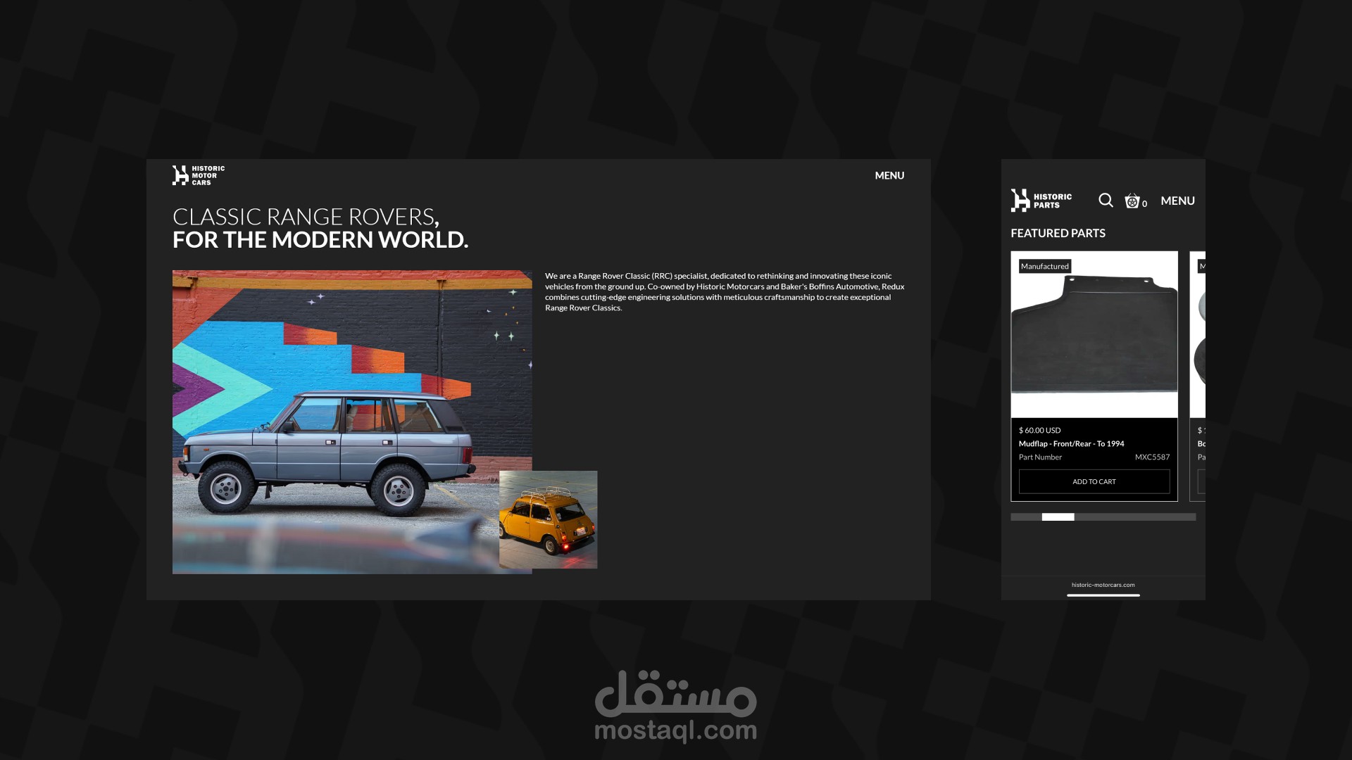 موقع متجر الكتروني Historic Motorcars | تصميم وتطوير