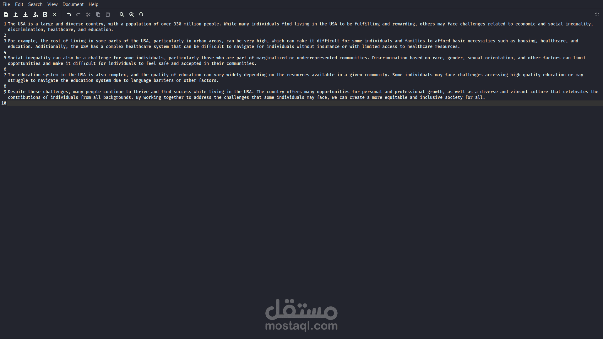 write a text about USA challenges for living