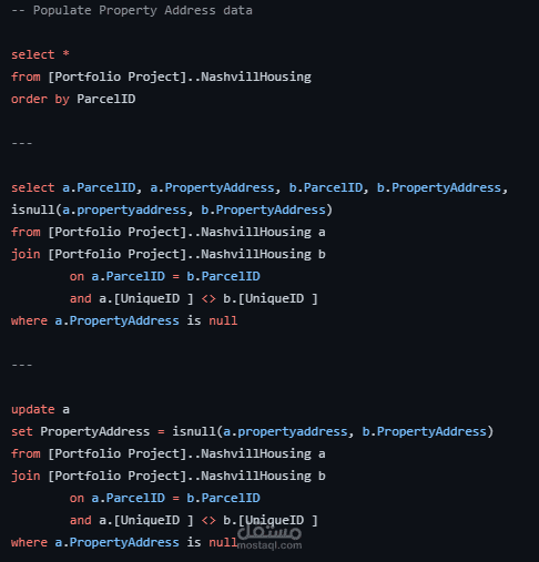 DATA CLEANING IN "SQL" NASHVILLE HOUSING