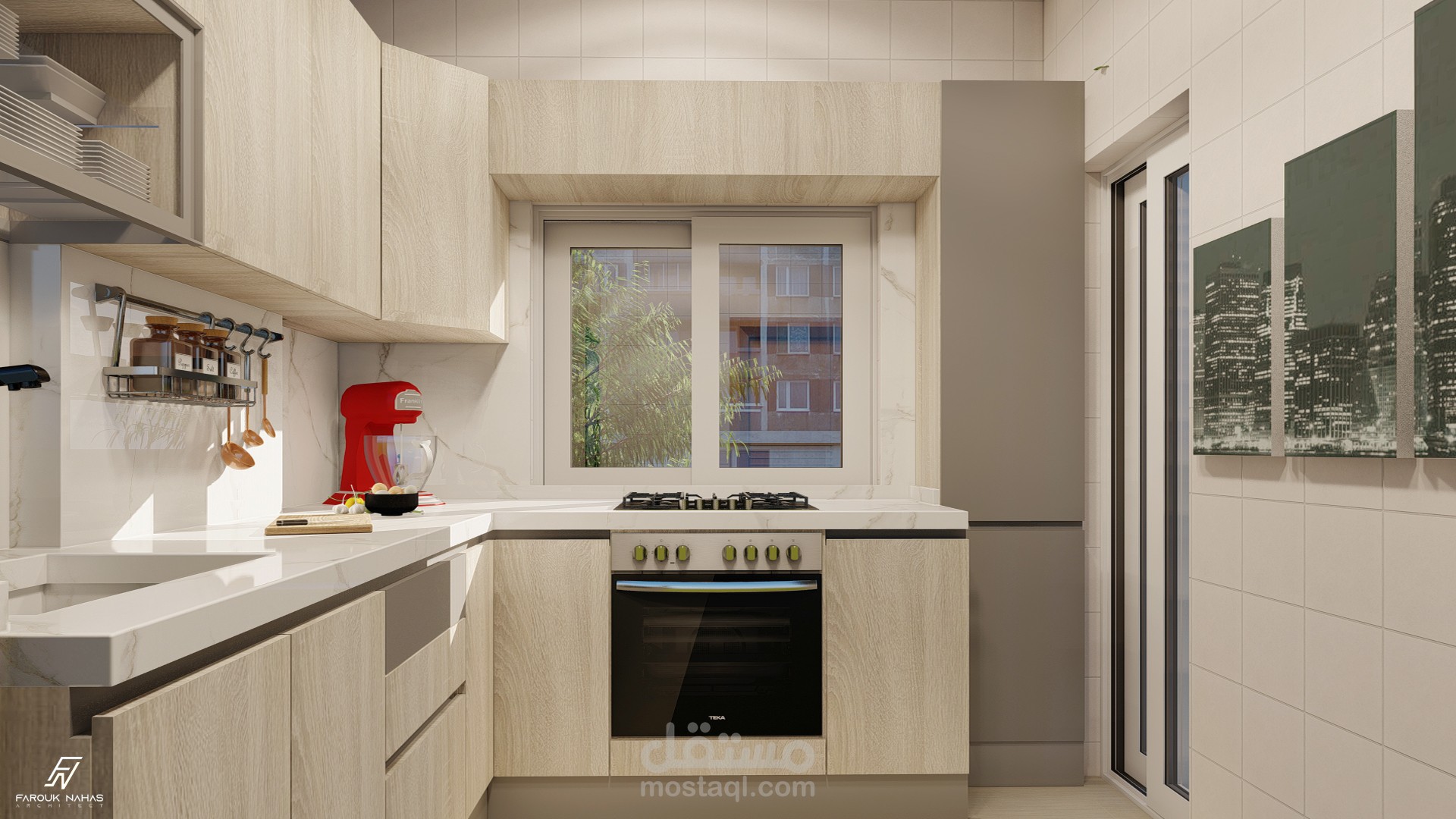 تصميم مطبخ اوروبي صغير بمواصفات عالية.